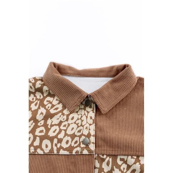 Leopard Button Up Drop Shoulder Jacket - Picture 8 of 11